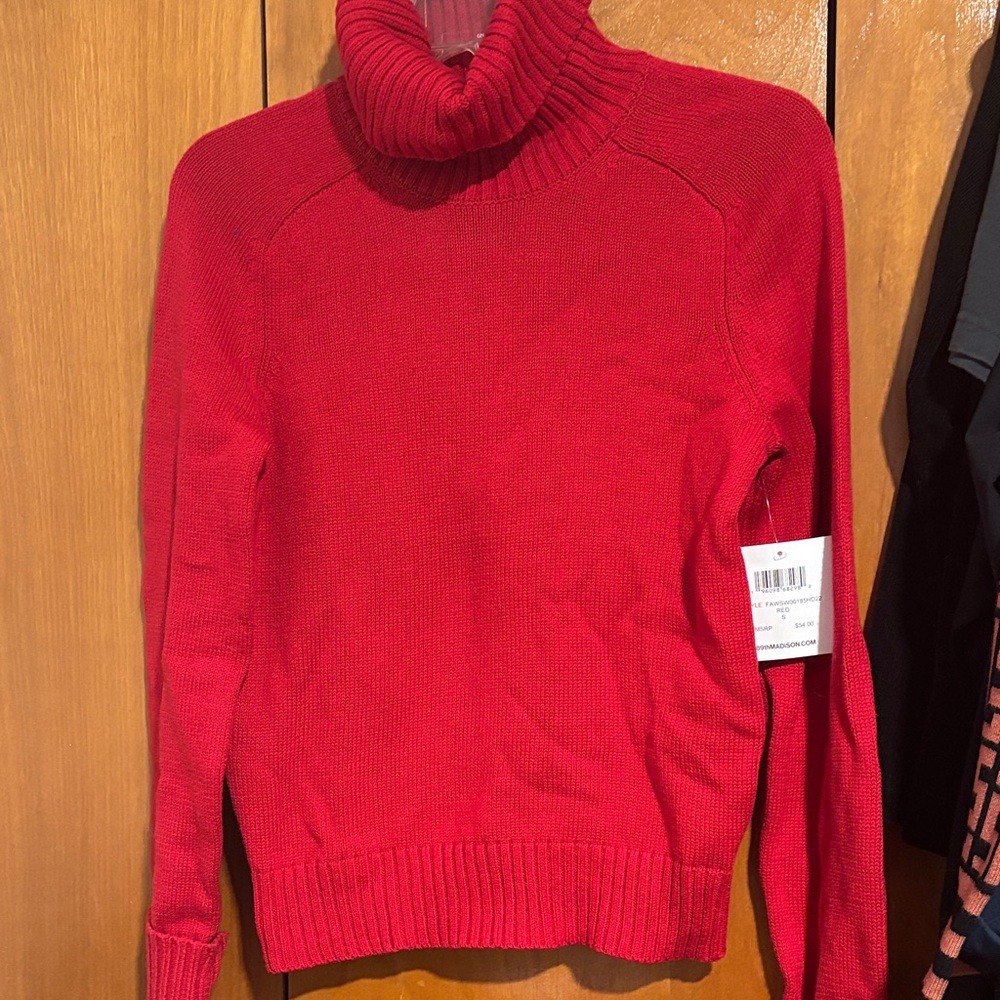 Madison Vibrant Red Turtleneck Sweater